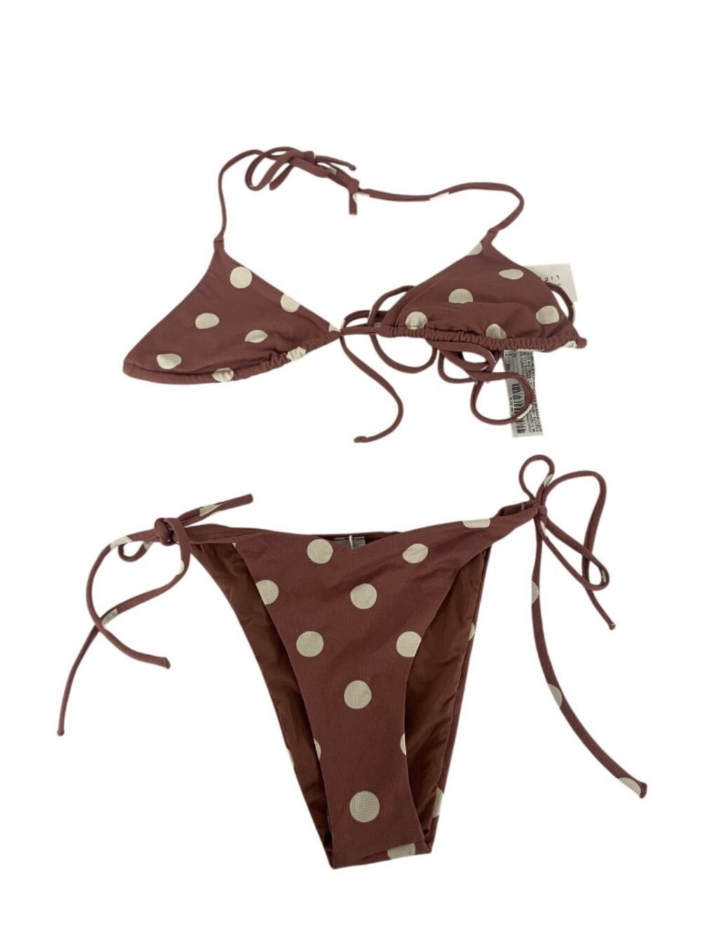 Oysho Womens string Bikini 2 Piece Swimsuit Small pink polka dot 2446/948 NWT